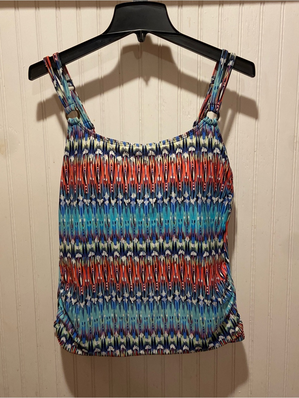 croft & barrow Blue and Red Patterned Tankini Swim Top